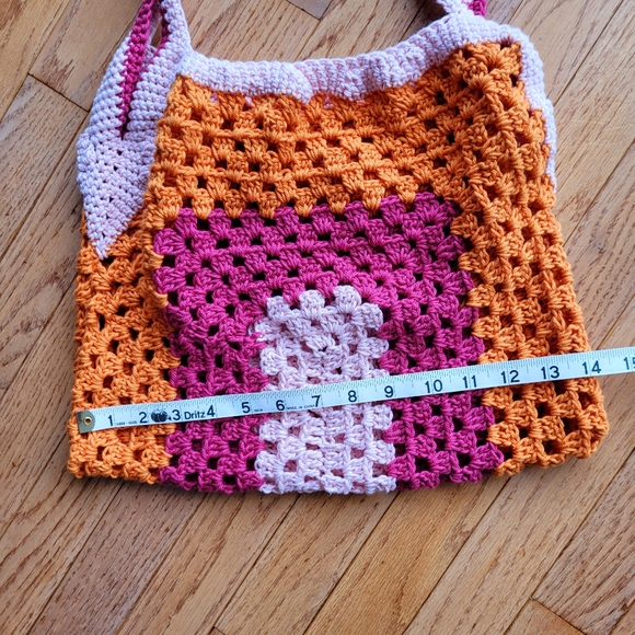 Crochet Granny Square Market Bag Handmade - Picture 5 of 8